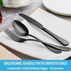 30 Pcs Black Silverware Set, Stainless Steel Flatware Set Service for 6, Mirror Polished Cutlery Utensil Set, Durable Home Kitchen Eating Tableware Set, Include Fork Knife Spoon Set, Dishwasher Safe