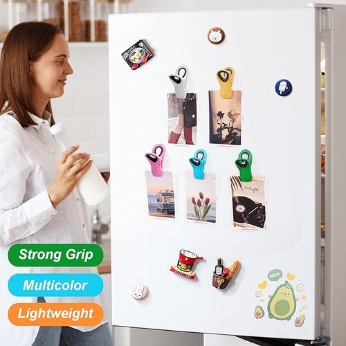 30 Pack Chip Clips Bag Clips, Multipurpose Magnetic Plastic Food Clip, Multicolor Refrigerator Magnet Clip, Office Paper Clamps