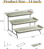 LAUCHUH 3 Tier Serving Trays for Party, 14 inch Dessert Party Display Stand Serving Platters and Trays with Collapsible Sturdier Rack for Mother's Day Serving Food, Speckled Gray