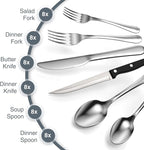 Tribal Cooking 49 Piece Silverware Set - Service for 8 - Stainless Steel Flatware serving set - Cutlery Set - Knife, Fork, and Spoon - Kitchen Utensils set - Dishwasher Safe - Stunning Polished Finish