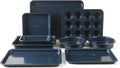 Calphalon Legacy 10-Piece Nonstick Bakeware Set, PFA-Free Nonstick Coating, Oven Safe, Includes Sheet Pans, Muffin Pan, Round Cake Pans, Loaf Pan and Cooling Rack, Navy Blue