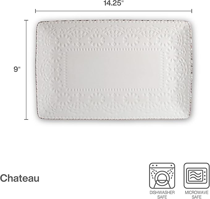 Pfaltzgraff Chateau Serve Platter, 14.25 Inch, Blue and White,Cream