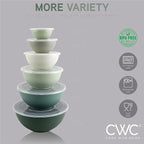 COOK WITH COLOR Mixing Bowls with Lids - 12 Piece Plastic Nesting Bowls Set includes 6 Prep Bowls and 6 Lids, Microwave Safe Mixing Bowl Set, Sage