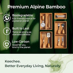 keechee 6-Piece Bamboo Drawer Organizer Set, 2.2" Deep Multi-Use Organizers for Utensils, Silverware, Cutlery, Desk, Bathroom, Junk Drawer & Makeup, Non-Slip Feet Included.