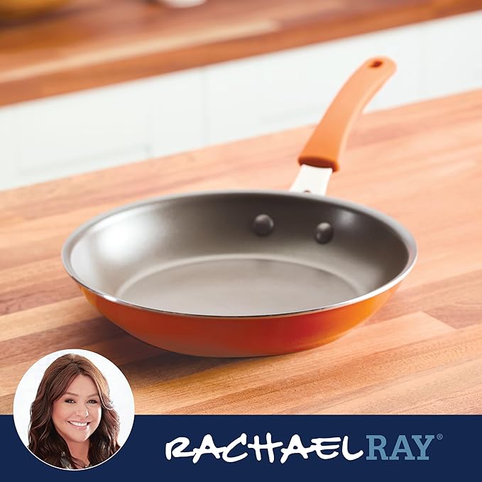 Rachael Ray Cook + Create Nonstick Cookware Frying Pan/Skillet, Fry Pan, 10 Inch - Orange