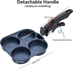 4-Cup Egg Pan Nonstick, Aluminum Omelette Pan with Detachable Handle, Fast Heating Breakfast Omelette Skillet for Fried Eggs Cooker, Pancakes, Suitable for Gas Stove & Induction Cookware