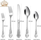 Gorgeous Retro Royal Silverware Set For 8,OIULO 18/0 Stainless Steel 40-Piece Flatware Set Service for 8,Vintage Fine Dining Utensils Fork Spoon Knife,Antique Baroque Cutlery,Mirror,Dishwasher Safe