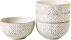 26 OZ Cereal Bowls Set of 4, Ceramic Soup Bowl for Kitchen, 6 inch Porcelain Serving Bowl, Embossed Bowls for Salad, Pho, Breakfast, Ramen, Rice, Dishwasher Safe, Housewarming Gift