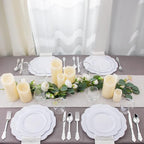NOCCUR 175pcs Silver Plastic Plates - Silver Rim Plastic Tableware Include 25 Dinner/Dessert Plates, 25 Forks, 25 Knives, 25 Spoons for Wedding/Party