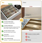 GOENDR Metal Spice Drawer Organizer, 4-Tier Spice Rack for Drawer, Expandable Seasoning Organizer Fits 11.4-22.8” Wide Drawer, Holds up to 48 Spice Jars (Not Included), Black