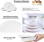 Webbylee 12-Piece Melamine Dinnerware Set for 4 – Unbreakable Plates & Bowls, BPA-Free, Lightweight, Two-Tone White & Brown, Ideal for Family Meals, Camping, Picnic, Parties