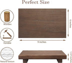 zoocatia Small Wood Tray Pedestal Stand Farmhouse Bathroom Decor Decorative Wooden Riser Kitchen Soap Dish Holder for Vanity, Counter, Sink, 9" x 5.9" - Walnut