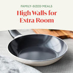 Deco 8” Nonstick Frying Pan Skillet, Made in Italy, Diamond Ceramic PFAS-Free, Dishwasher & Metal Utensil Safe, Durable Gloss Enamel Finish, Stay-Cool Handle, High Walls-Extra Room, Taupe