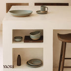MORA Medium Bowls Set of 4, 28oz Ceramic Pottery Everyday Bowls - Microwave, Oven and Dishwasher Safe - Peppercorn