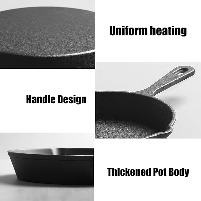 4 Inch Mini Cast Iron Skillet, Small Frying Pan Non Stick Mini Black Egg Pan Small Iron Plate Omelette Pan Suitable For Indoor and Outdoor Use Family Use(S)