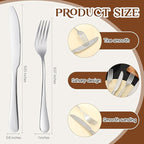 Nuenen 50 Pieces Stainless Steel Forks Silverware Set Dinner Forks and Knives Flatware Tableware Cutlery Set for Kitchen Restaurant(8.07 x 0.94 Inch, 9.06 x 0.79 Inch,Shiny Silver)