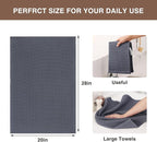 Homaxy 100% Cotton Waffle Weave Kitchen Dish Towels, Ultra Soft Absorbent Quick Drying Cleaning Towel, 20x28 Inches, 12-Pack, Dark Grey