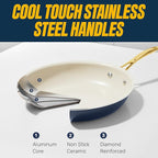 GOTHAM STEEL 11 Inch Non Stick Frying Pans Nonstick Skillet, Ceramic Pan for Cooking Non Toxic, Nonstick Frying Pan Skillets with Stay Cool Handle, Fry Pans, Oven and Dishwasher Safe - Navy
