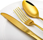 40 Pieces Gold Silverware Set for 8, Retro Royal Utensils Set Gold, Stainless Steel Flatware Dinnerware Set Including Forks Spoons and Knives Cutlery Set for Kitchen Wedding Party