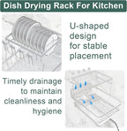LIYI Dish Drying Rack,Large Dish Rack for Kitchen Counter,2-Tier Dish Racks with draining Tray,Detachable Capacity Dish Drainer Organizer,White