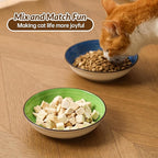 Colorful Ceramic Cat Bowls Set - Wide and Shallow Dishes for Food and Water - 6-Pack Cat Feeding Bowl Whisker-Friendly - Microwave and Dishwasher Safe - 5.7" x 1.3" - 5 oz