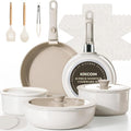 KIKCOIN Nonstick Pots and Pans Set, 20 Pack Ceramic Cookware Set with Detachable Handle, Induction RV Kitchen Cooking Set with Removable Handle, Frying Pans - Dishwasher/Oven Safe, PFOA Free
