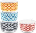 Ceramic Bowls with Lids Set of 4,20 oz Ceramic Serving Bowls with Lids for Kitchen,Office Lunch,Picnic, 5 Inch Prep Bowls for Meal Prep, Cereal, Salad, Microwave Dishwasher Safe