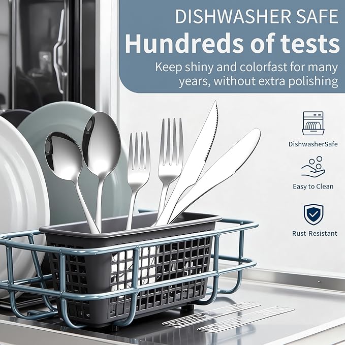 GPY 36-Piece Silverware Set with Steak Knives, Nickel Free 18/0 Stainless Steel Flatware Set Service for 6, Heavy Duty Eating Utensils with Mirror Polish, Dishwasher Safe for Home Kitchen & Restaurant