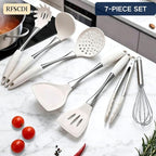 Premium White Silicone Cooking Utensils Set-Non-Toxic, Heat Resistant, BPA Free Kitchen Utensils Set with Spatula, Spoon, Whisk & Tongs-Non-Stick& Dishwasher Safe for Nonstick Cookware