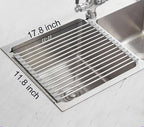 Ahyuan Roll up Dish Drying Rack Over The Sink Kitchen Roll up Sink Drying Rack Portable Dish Drainer Foldable Dish Drying Rack (Warm Gray, 17.8''X11.8'')