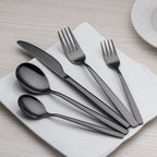Berglander 20 Piece Titanium Black Plated Stainless Steel Flatware Set, 20 Pieces Silverware Set, Cutlery Set, Service for 4 (shiny Black)