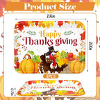 Whaline 3 Pcs Thanksgiving Day Serving Trays Turkey Pumpkin Maple Leaves Reusable Melamine Trays Platters for Fall Autumn Harvest Holiday Party Food Snack Dessert Decorations, 10 x 13 Inch