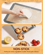 Silicone Baking Mat - Sopito Platinum Silicone - Non-Stick, Food Safe, Reusable Baking Sheet Liner, 5Pcs Set for Half Sheet Size Tray & Quarter Size Tray and 9'' Pizza pan, Grey