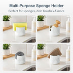 ONEMORE Ceramic Sponge Holder for Kitchen Sink, Dish Sponge Holder with Drain, Kitchen Sink Organizer for Sponge and Soap, Cute Ceramic Sink Holder, In Sink Sponge Storage for Kitchen Counter, Marble