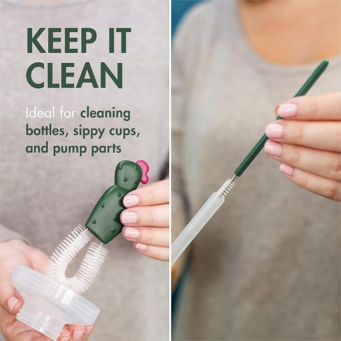 Boon Cacti Replacement Set - Bottle, Straw Brushes, Nipple, Detail - Non Toxic, Durable Nylon, Multicolor, 4 Count