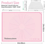 Silicone Baking Mat 32" x 24", Extra Thick Non-stick Pastry Mat with Measurements and Edge Heightening, Food Grade Silicone for Countertop Dough Rolling(With Dough Scraper/Pastry Brush/Cable Tie)