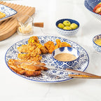 Ceramic Dipping Bowls Set - Mini 4 Oz Dessert Bowls - Small 3.5 Inch Porcelain Bowls for Side Dishes, Snack, Yogurt, Appetizer - Microwave Dishwasher Safe - Set of 6 - Vintage Blue