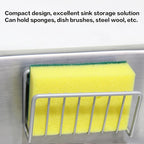 Sponge Holder for Kitchen Sink, Stainless Steel Sink Caddy with Strong Suction Cups, Rustproof Suction Sponge Holder Organizer for Sponge, Scrubber & Brush – Silver