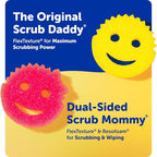 Scrub Daddy 6 Scrub Mommy Kitchen Sponges & 1 Daddy Caddy Sponge Holder - Scratch-Free for Dishes & Multipurpose Cleaning - BPA Free & Made with Polymer Foam - Stain & Odor Resistant