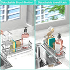 Sponge Holder for Kitchen Sink - Countertop Rustproof Stainless Steel, Sink Caddy, Kitchen Gadgets Accessories (Silver)