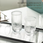 Art Deco Cocktail Glasses, Ribbed Drinking Glasses Set Of 8,14 oz Highball Glasses & 12 oz Cocktail Glasses Set, Kitchen Water Glasses Cup, Bar Tumbler Glassware Set for Beer, Juice, Whiskey, Milk