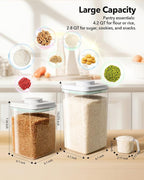 Ankou Food Storage Container Sets, 2.8 Qt *2+ 4.2 Qt *4 Airtight Canisters with Lids and 130ml Scoop, BPA-Free Plastic Pantry Containers for Flour, Sugar, Rice