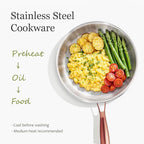 CAROTE 8"+10" Stainless Steel Frying Pan Set, Non-Toxic PTFE & PFOA Free Fry Pan & Omelet Pan, Oven Safe, Compatible with Induction, Ceramic, Gas Cooktops, Gold