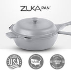 ZUKA 10 in 1 Ceramic Pan by Granitestone, Large 10 Inch Saute Pan with Lid Serves as Deep Frying Pan Set with Steamer, Everyday Skillet, Non Toxic Ceramic Nonstick, Induction Oven & Dishwasher Safe