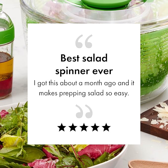 OXO Good Grips Salad Spinner - Large, Green Lettuce & Fruit Washer, BPA-Free, Easy One-Hand Pump