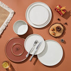 LIANYU Plates and Bowls Sets, 12 Pieces Stoneware Dinnerware Set for 4, Modern Kitchen Dinner Set Ceramic Dishware Dishes Set, Microwave and Dishwasher Safe, Cloud White