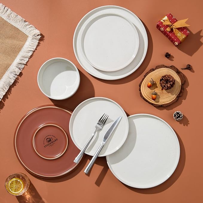 LIANYU 24 Pieces Porcelain Dinnerware Sets, Premium Plates and Bowls Set, High-Fired Ceramic Dishes Set for 8, Chip & Scratch Resistant, Microwave Dishwasher Safe, White