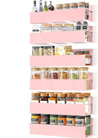 Magnetic Spice Rack Organizer for Fridge Seasoning Organizer for Kitchen storage with Screw Magnetic Shelf with Hook for Refrigerator and Oven(6pack-Pink)