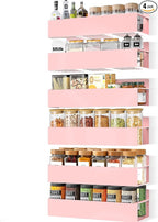 Magnetic Spice Rack Organizer for Fridge Seasoning Organizer for Kitchen storage with Screw Magnetic Shelf with Hook for Refrigerator and Oven(6pack-Pink)