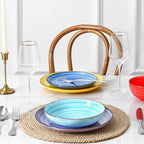 Selamica Ceramic Plates and Bowls Sets,32 Pieces Dinnerware Sets for 8,Scratch Resistant Dish Set for holiday gathering,Dishwasher & Microwave Safe, Dopamine Colors